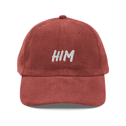 HIM - Vintage Corduroy Hat - Burgundy - Embroidered Hat - The Shirt Emporium